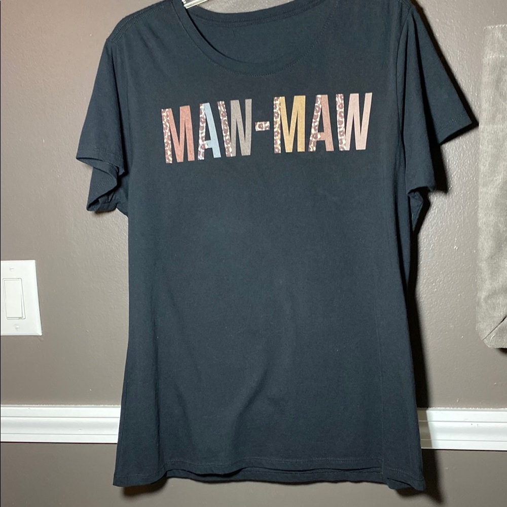 Custom Made Black Graphic T-Shirt with MAW-MAW Print